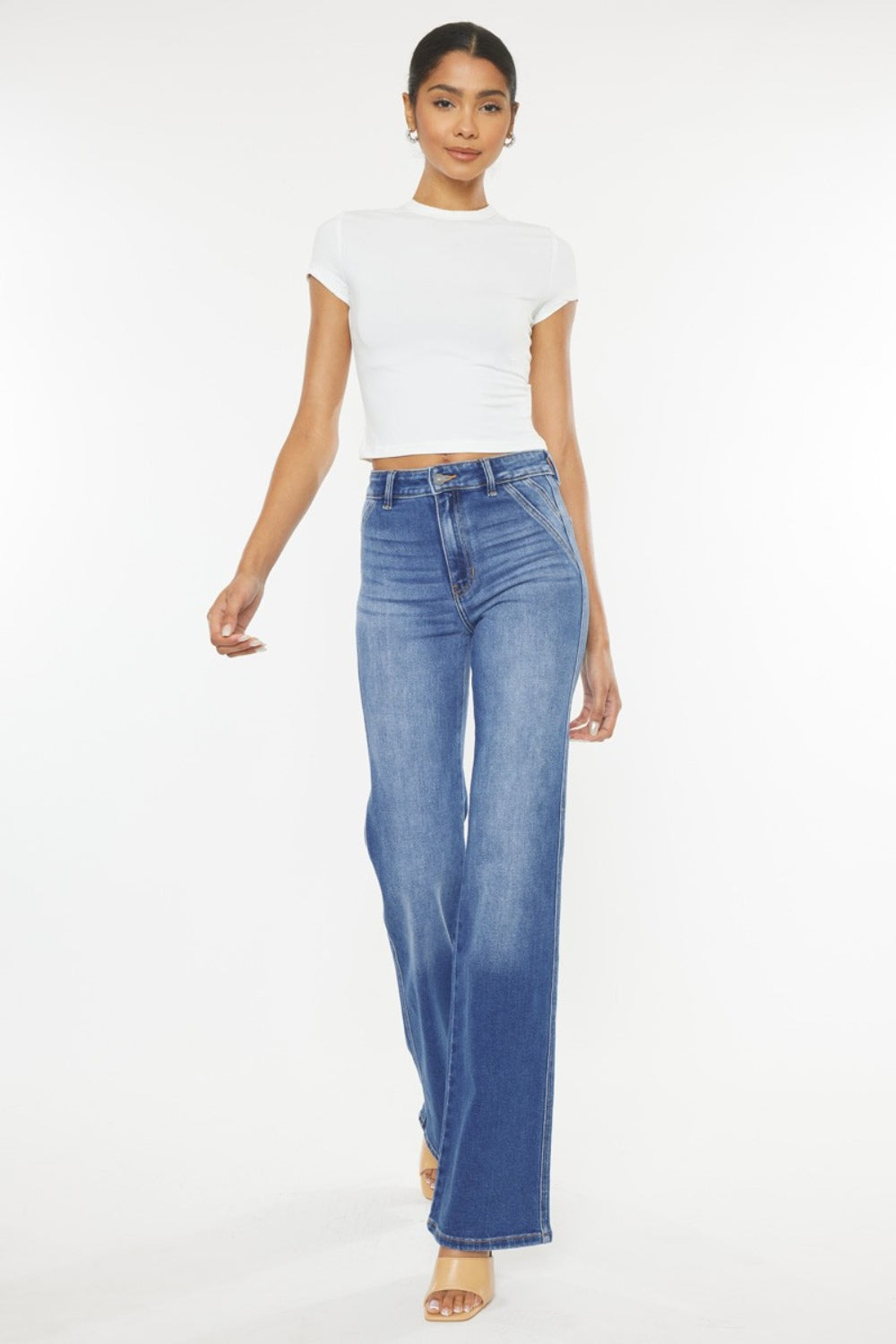 Kancan Ultra High Waist Gradient Flare Jeans - The Boutie Shop