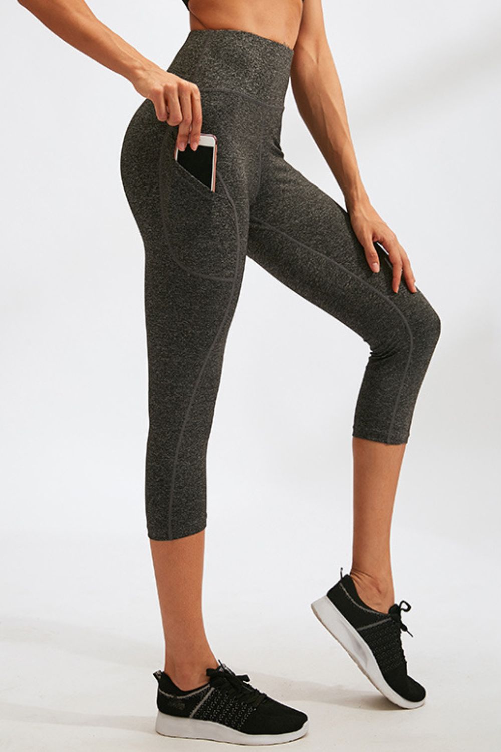 Slim Fit Wide Waistband Active Leggings with Pockets - The Boutie Shop