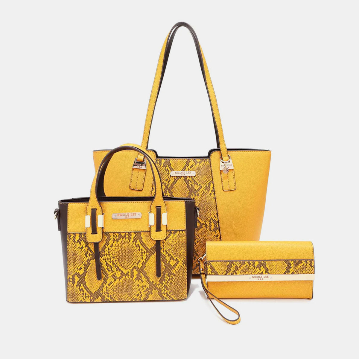 Nicole Lee USA 3-Piece Snake Print Handbag Set - The Boutie Shop