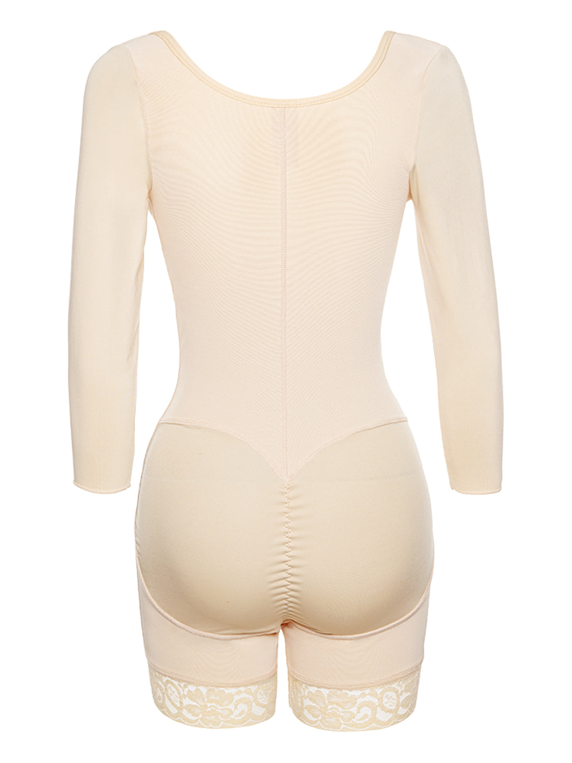 Full Size Zip Up Lace Detail Long Sleeve Shapewear - The Boutie Shop