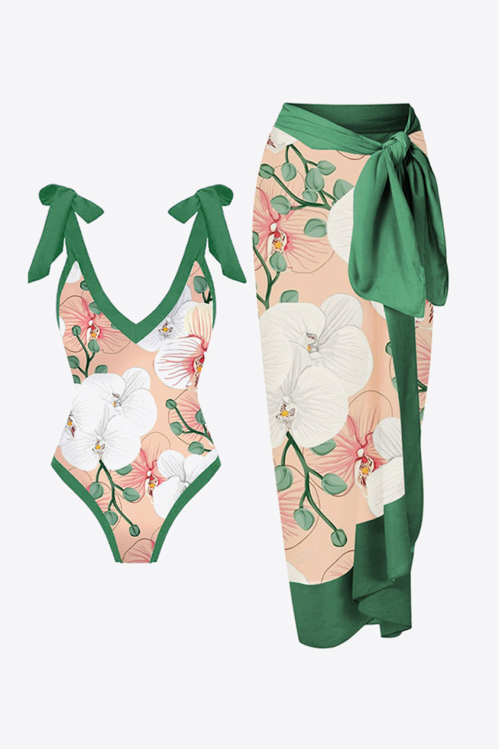 Floral V-Neck Two-Piece Swim Set - The Boutie Shop