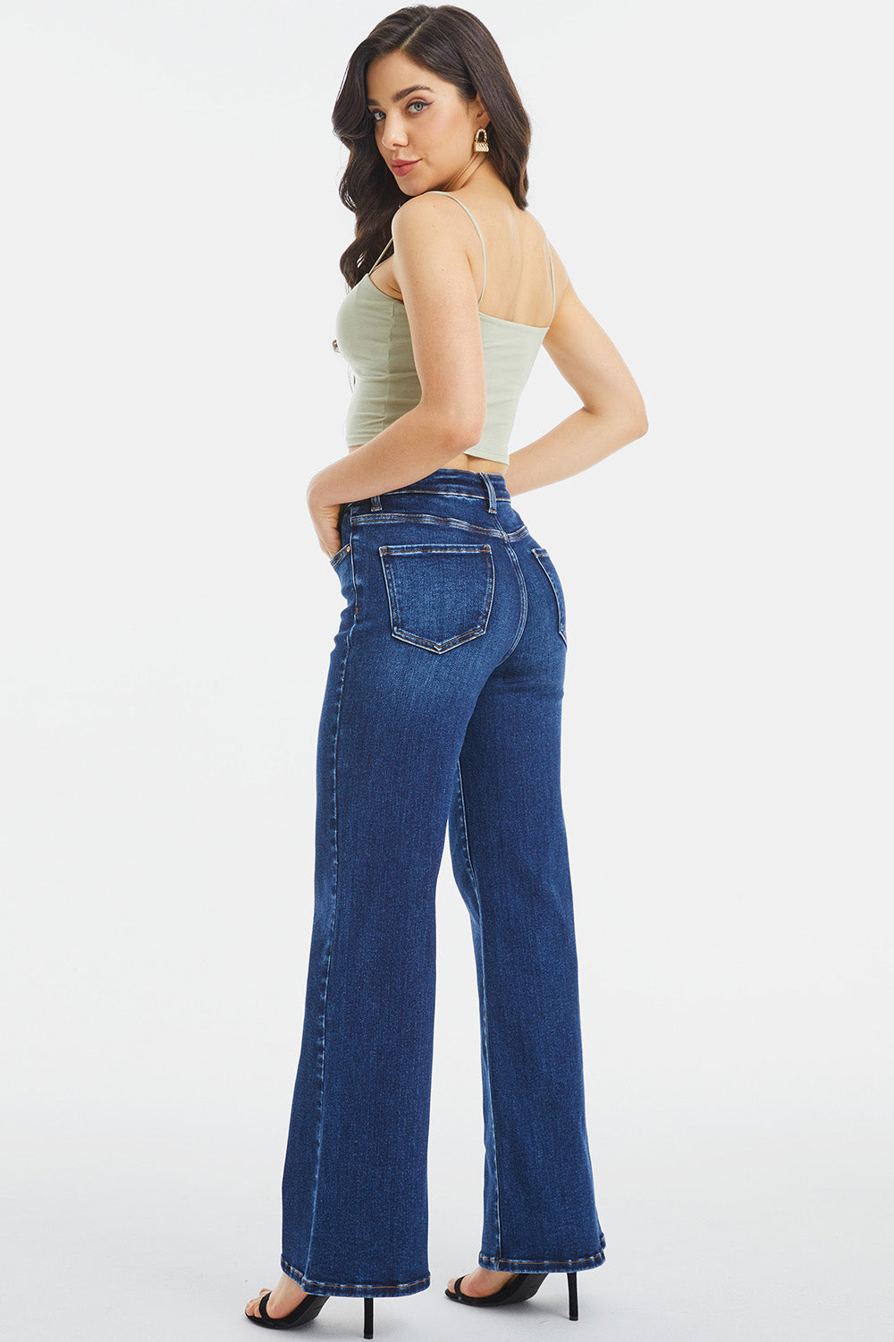 BAYEAS Full Size High Waist Cat's Whisker Wide Leg Jeans - The Boutie Shop