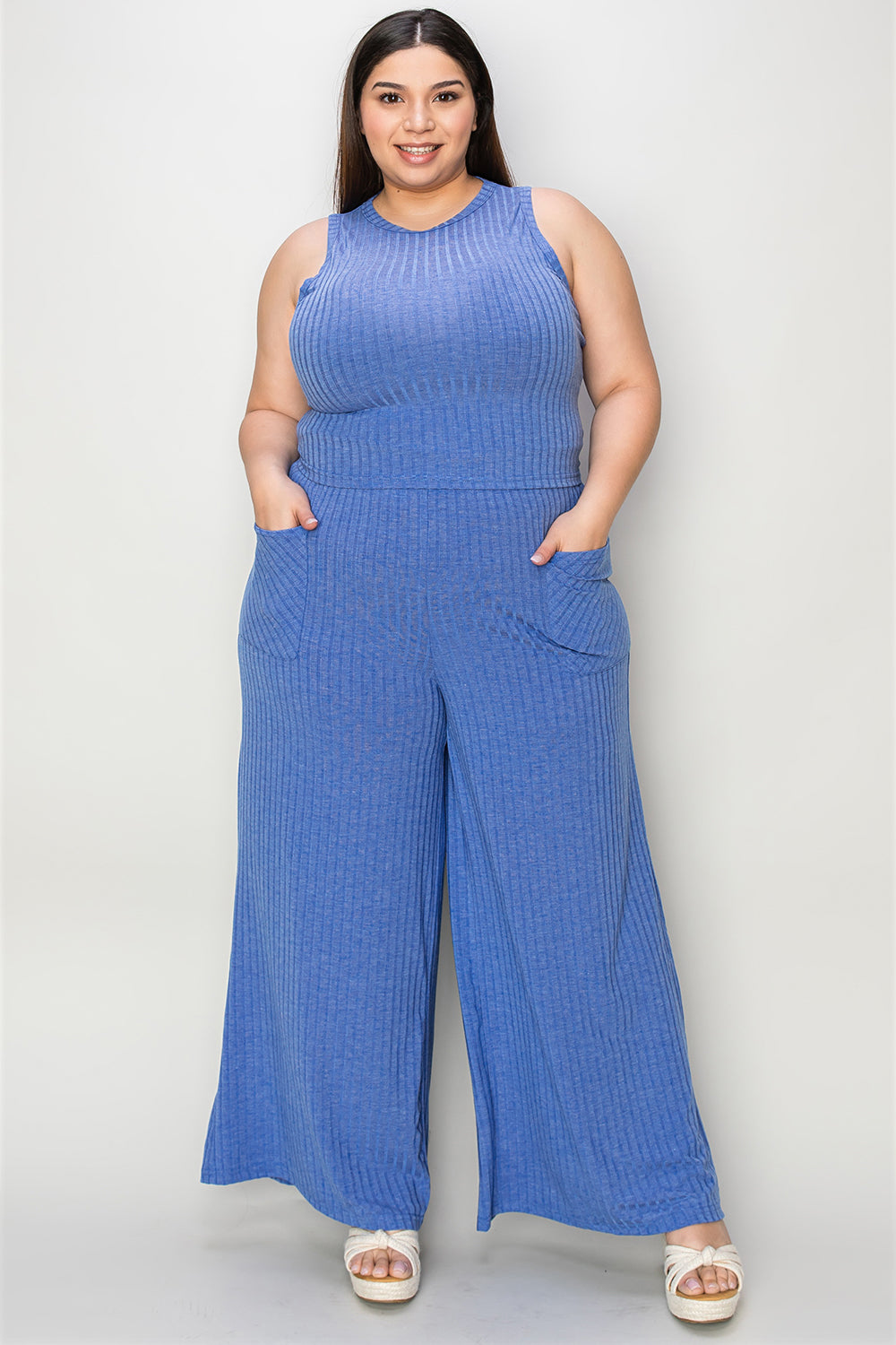 Basic Bae Full Size Ribbed Tank and Wide Leg Pants Set - The Boutie Shop