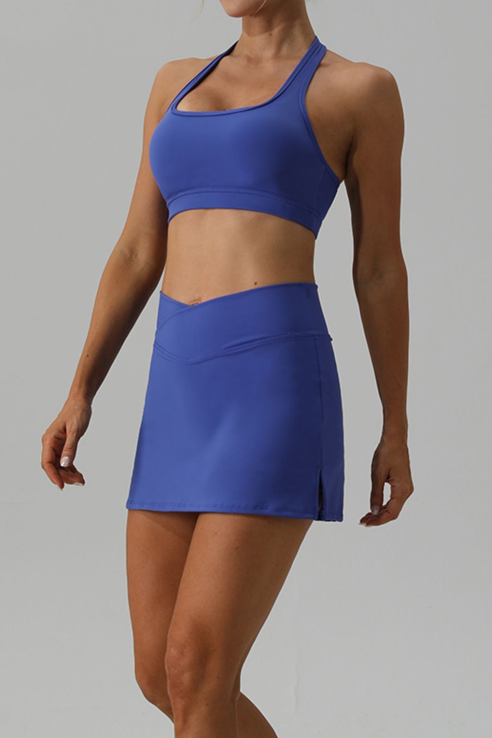 Halter Neck Tank and Slit Skirt Active Set - The Boutie Shop