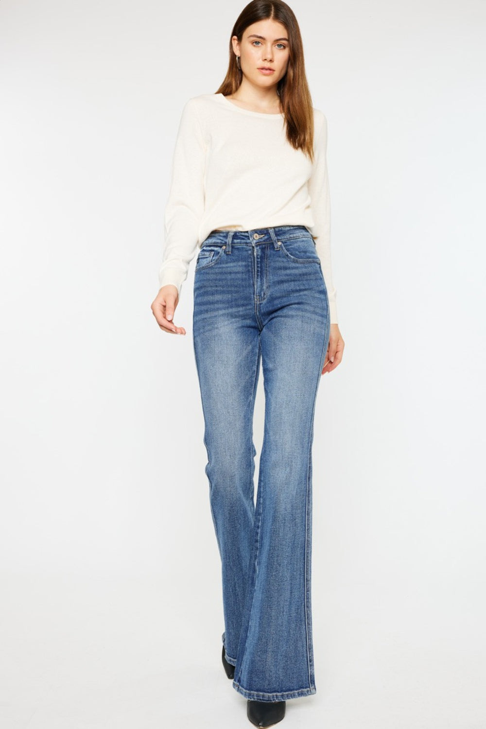 Kancan Cat's Whiskers High Waist Flare Jeans - The Boutie Shop