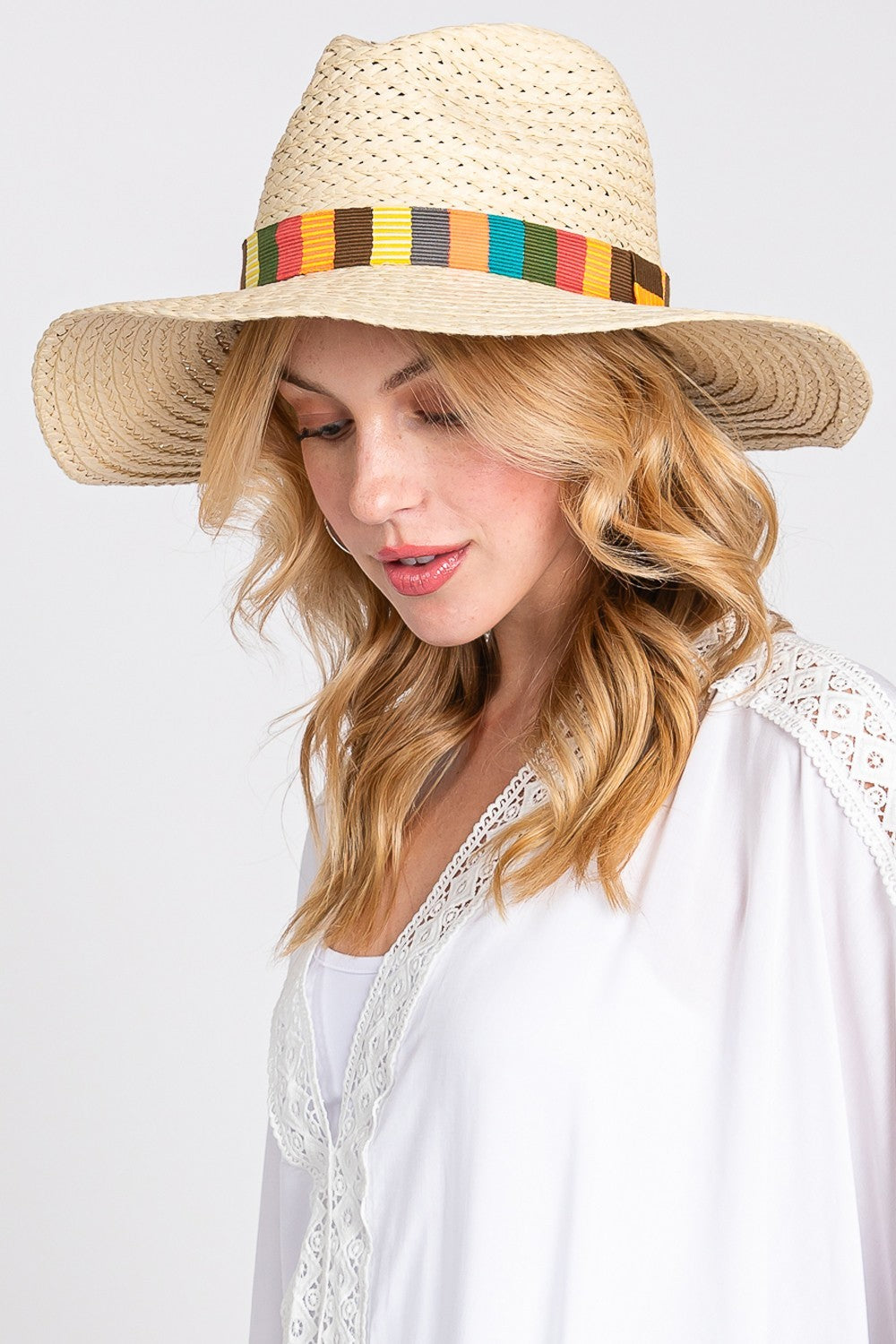 Fame Contrast Wide Brim Straw Hat - The Boutie Shop