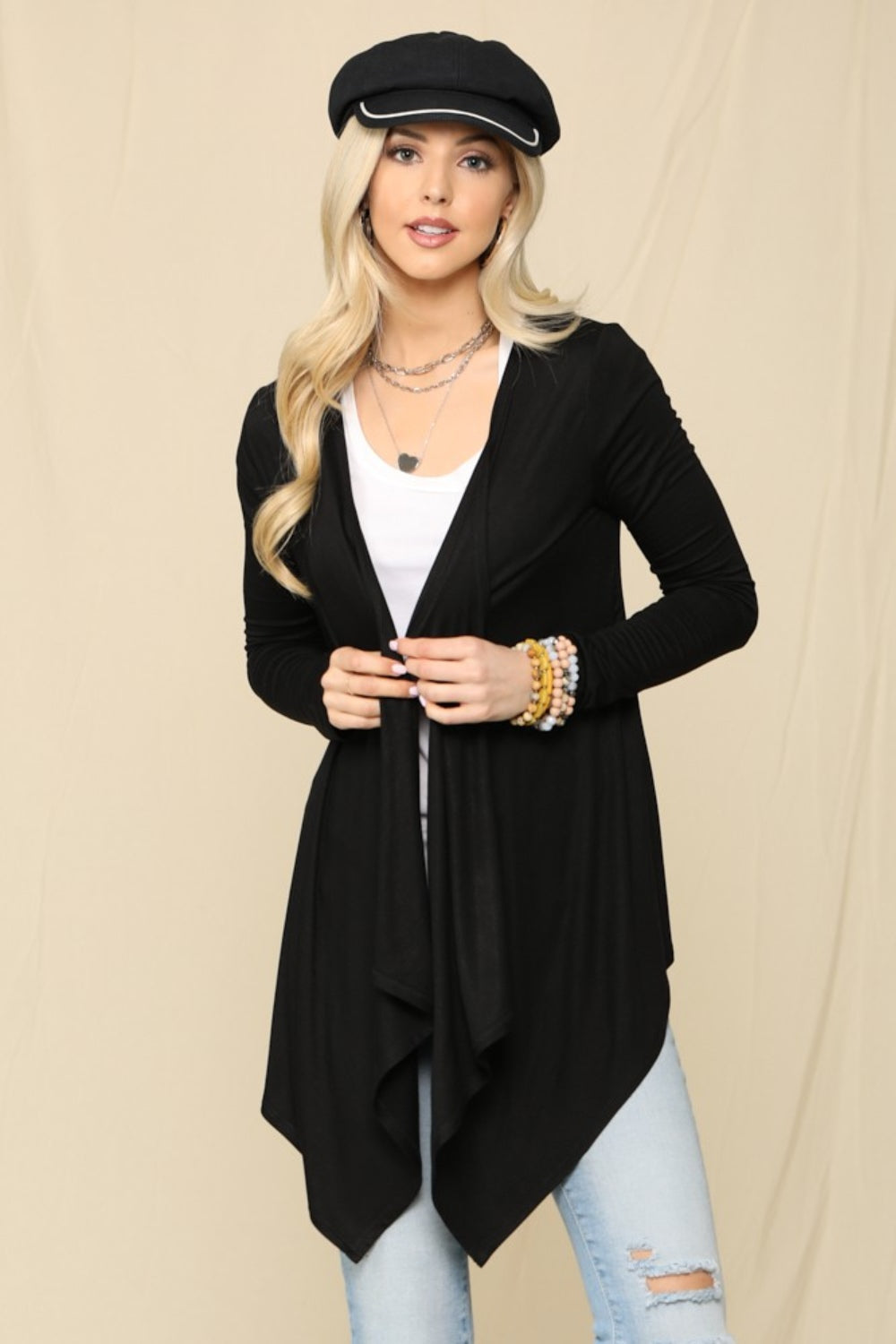 Celeste Full Size Open Front Knit Cardigan - The Boutie Shop