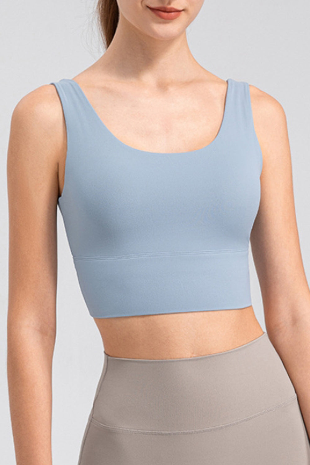 Scoop Neck Wide Strap Active Tank - The Boutie Shop