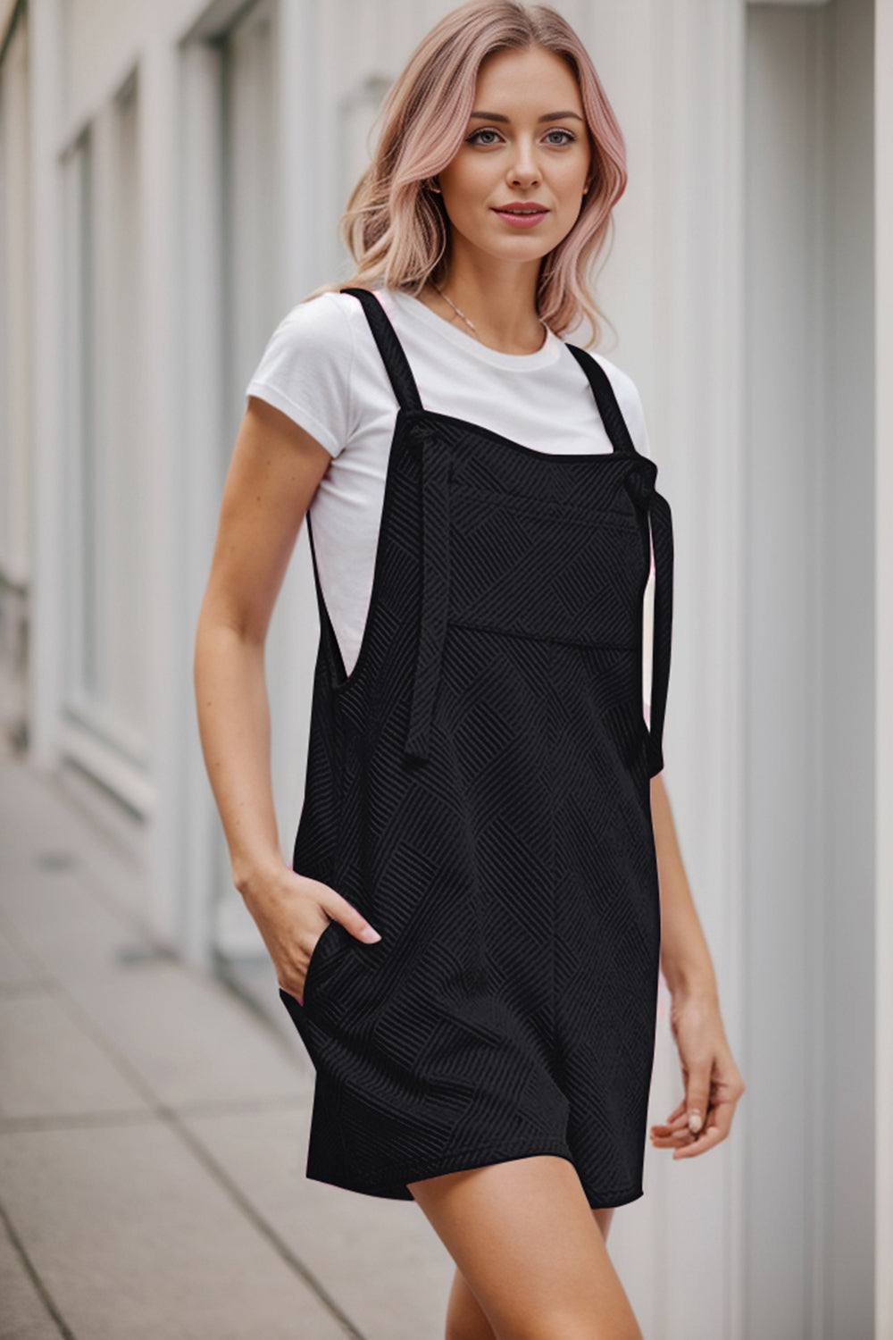 Textured Overall with Pockets - The Boutie Shop