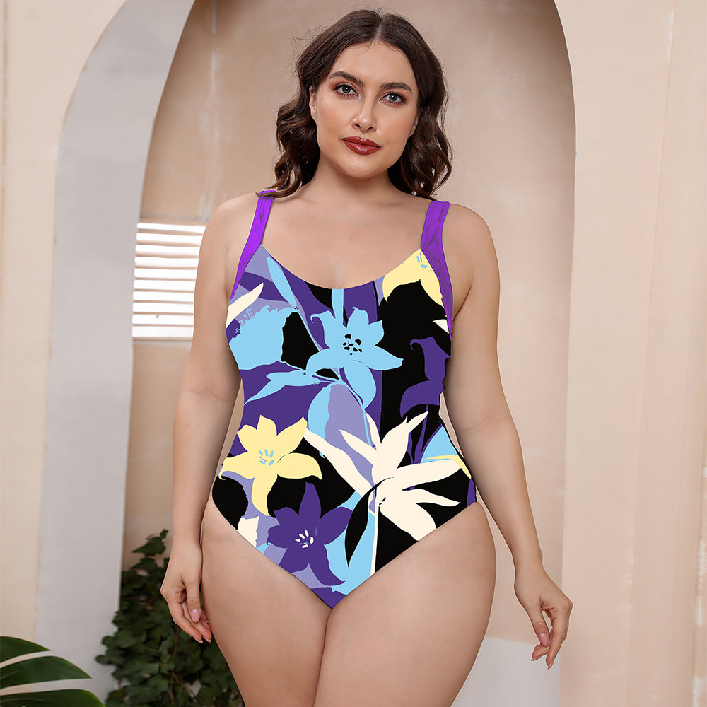 Full Size Printed Scoop Neck Sleeveless One-Piece Swimsuit - The Boutie Shop