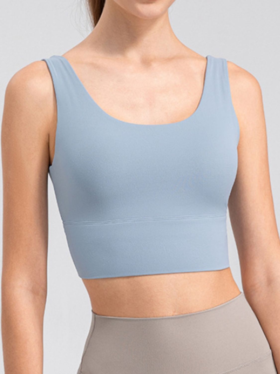 Scoop Neck Wide Strap Active Tank - The Boutie Shop