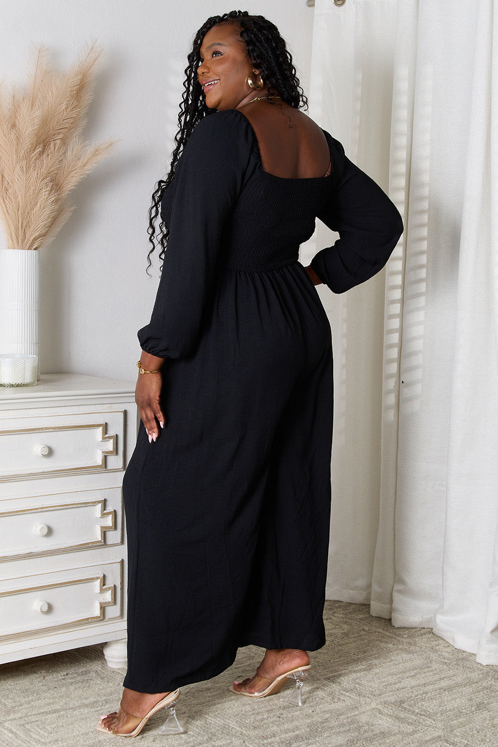 Double Take Square Neck Jumpsuit with Pockets - The Boutie Shop