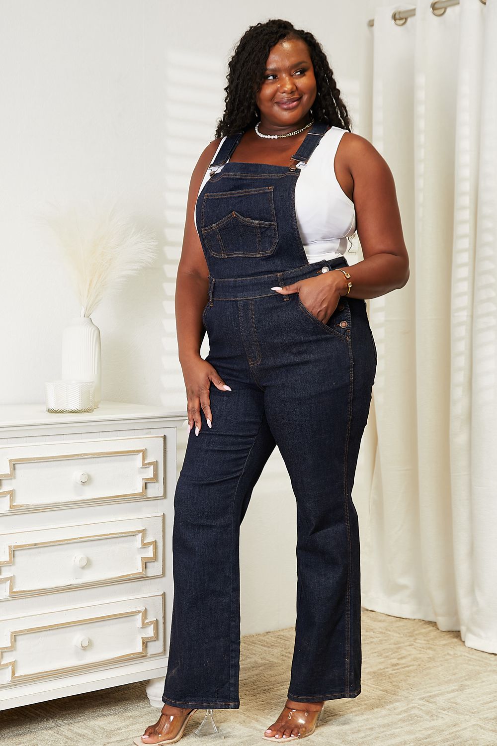 Judy Blue Full Size High Waist Classic Denim Overalls - The Boutie Shop