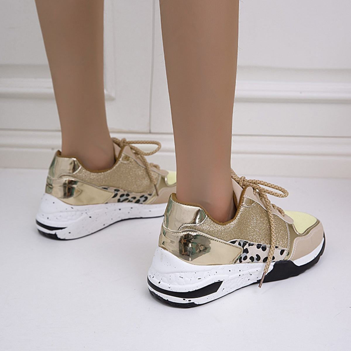 Lace-Up Round Toe Platform Sneakers - The Boutie Shop