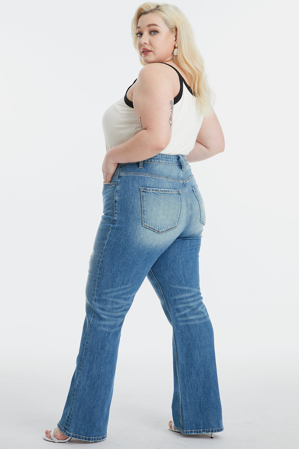 BAYEAS Full Size Ultra High-Waist Gradient Bootcut Jeans - The Boutie Shop