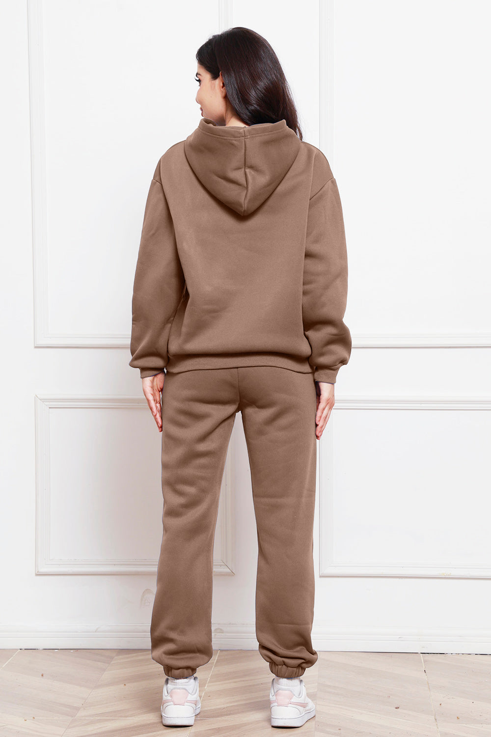 Drop Shoulder Long Sleeve Hoodie and Pants Set - The Boutie Shop