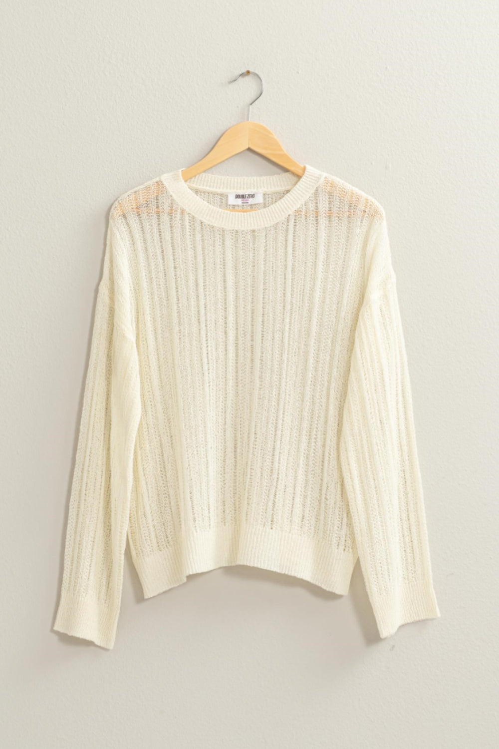 HYFVE Openwork Ribbed Trim Long Sleeve Knit Top - The Boutie Shop