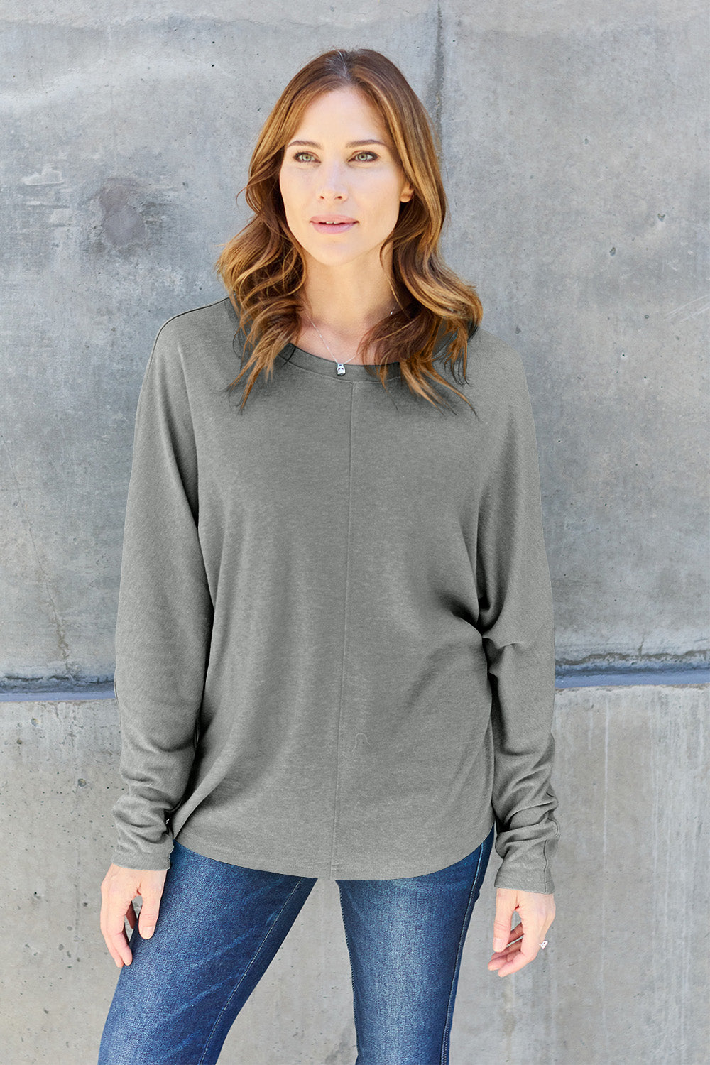 Double Take Full Size Round Neck Long Sleeve T-Shirt - The Boutie Shop