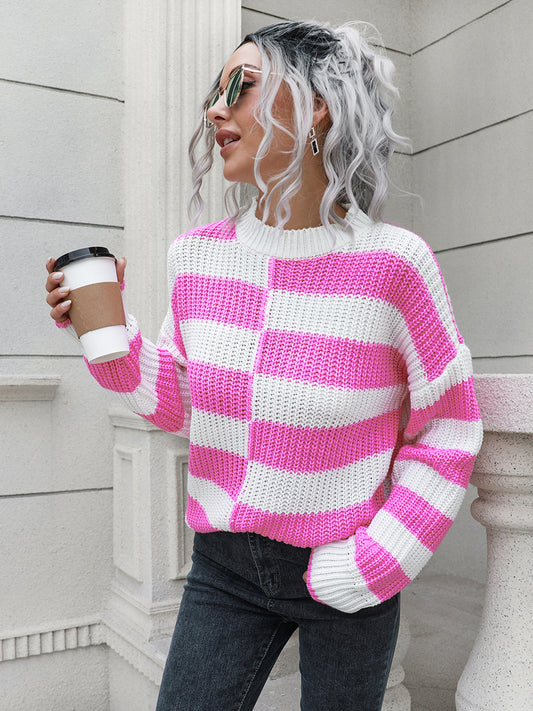 Two-Tone Dropped Shoulder Sweater - The Boutie Shop