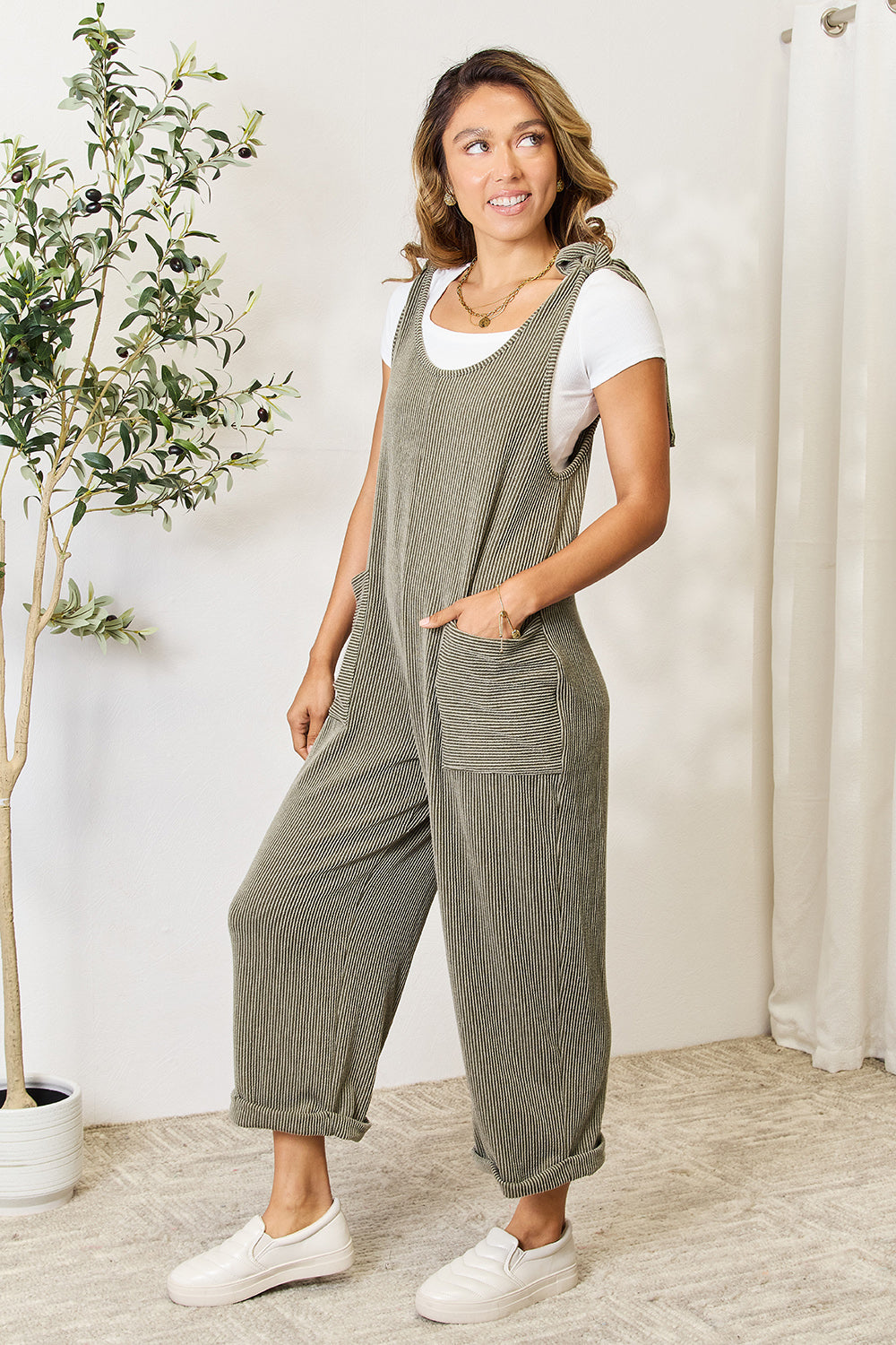 Celeste Full Size Straight Overall with Pockets - The Boutie Shop