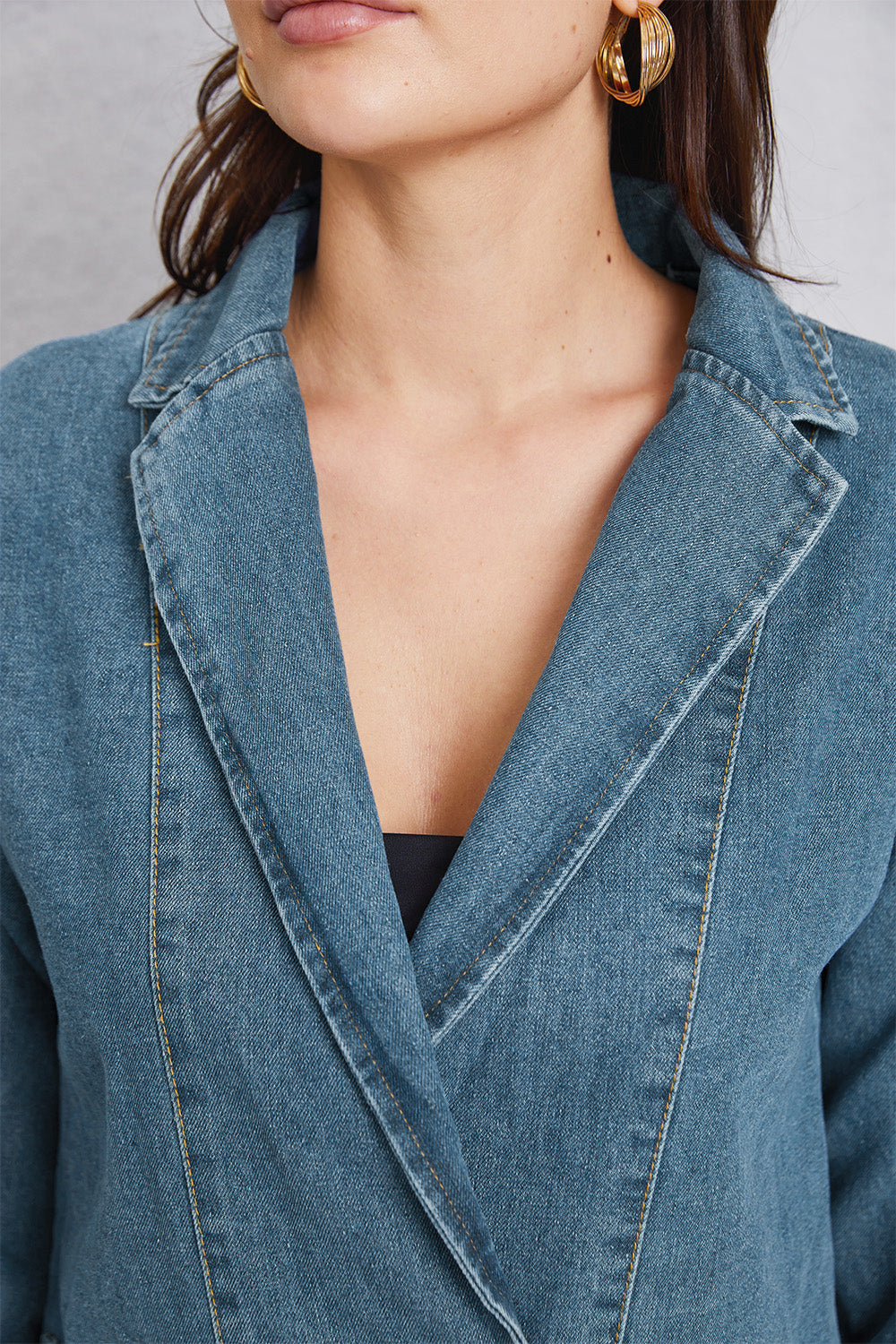 Pocketed Button Up Denim Jacket - The Boutie Shop