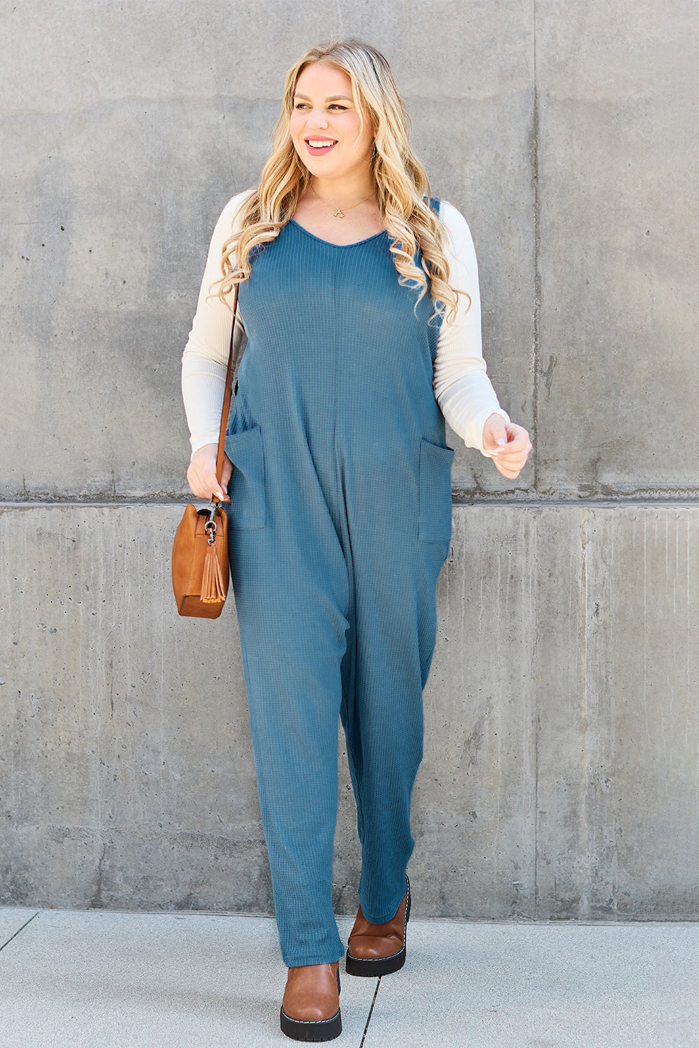 Double Take Full Size Sleeveless Straight Jumpsuit - The Boutie Shop