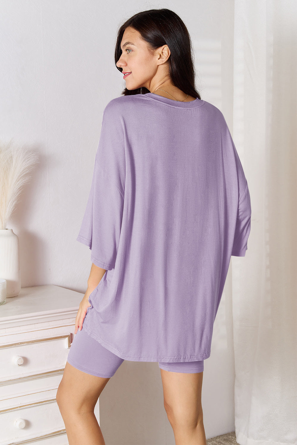 Basic Bae Full Size Soft Rayon Three-Quarter Sleeve Top and Shorts Set - The Boutie Shop