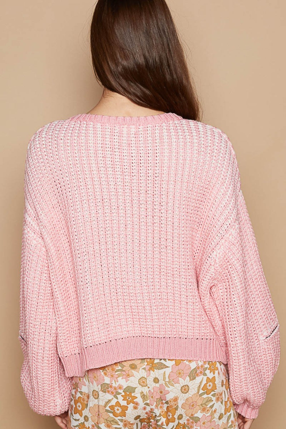 POL Round Neck Heart Patch Zipper Point Sleeve Sweater - The Boutie Shop