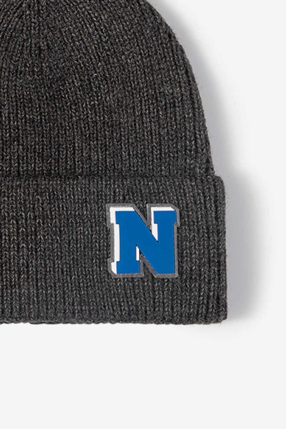 Letter N Patch Cuffed Knit Beanie