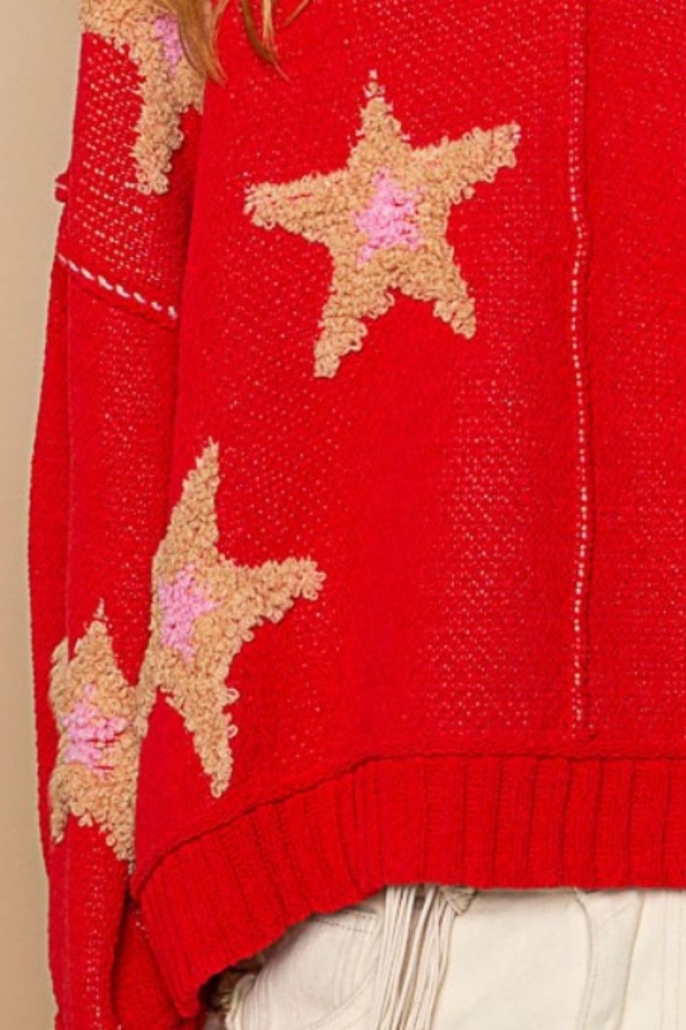 POL Long Sleeve Star Patch Sweater - The Boutie Shop