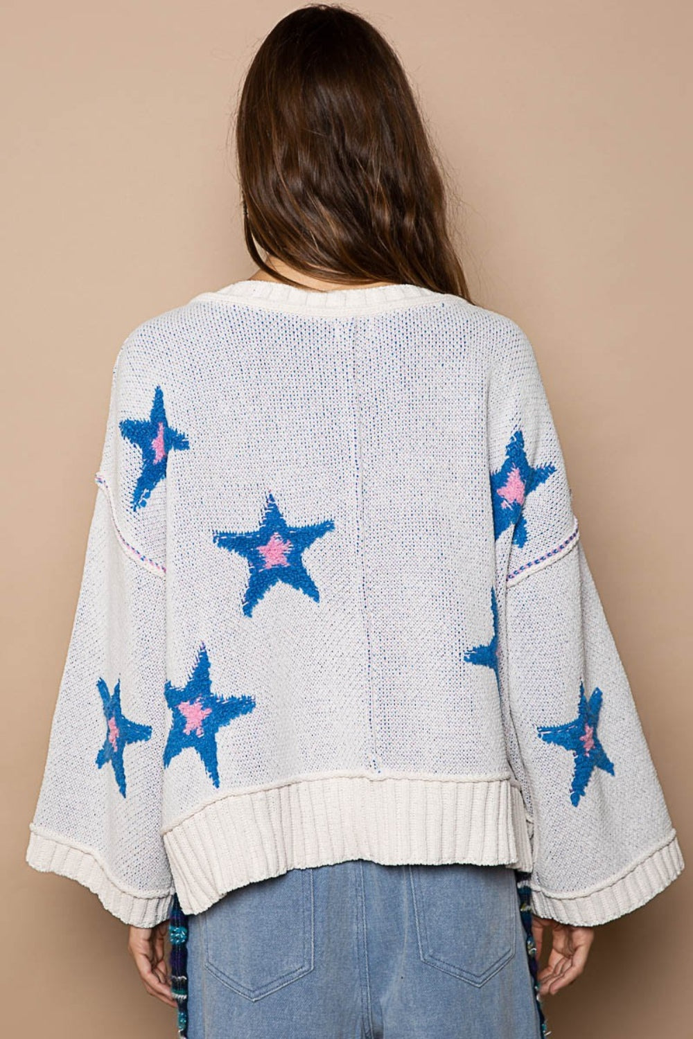 POL Long Sleeve Star Patch Sweater - The Boutie Shop