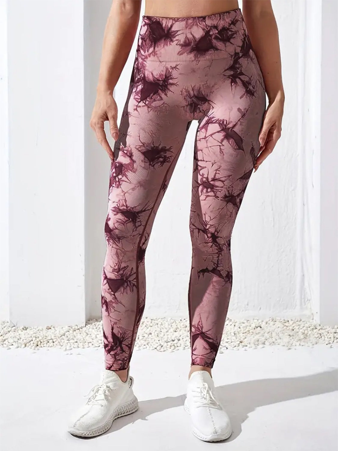 Printed High Waist Active Pants - The Boutie Shop