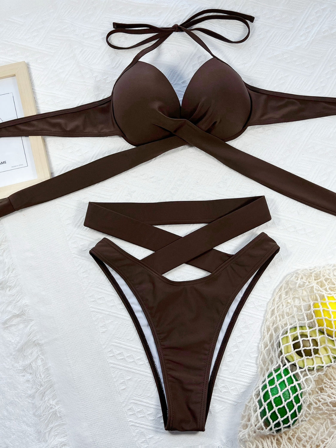 Crisscross Halter Neck Bikini Set - The Boutie Shop