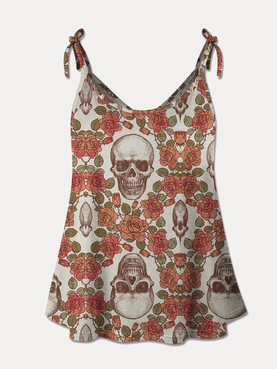 FAM-FAM Skull Scoop Neck Tie Shoulder Cami - The Boutie Shop