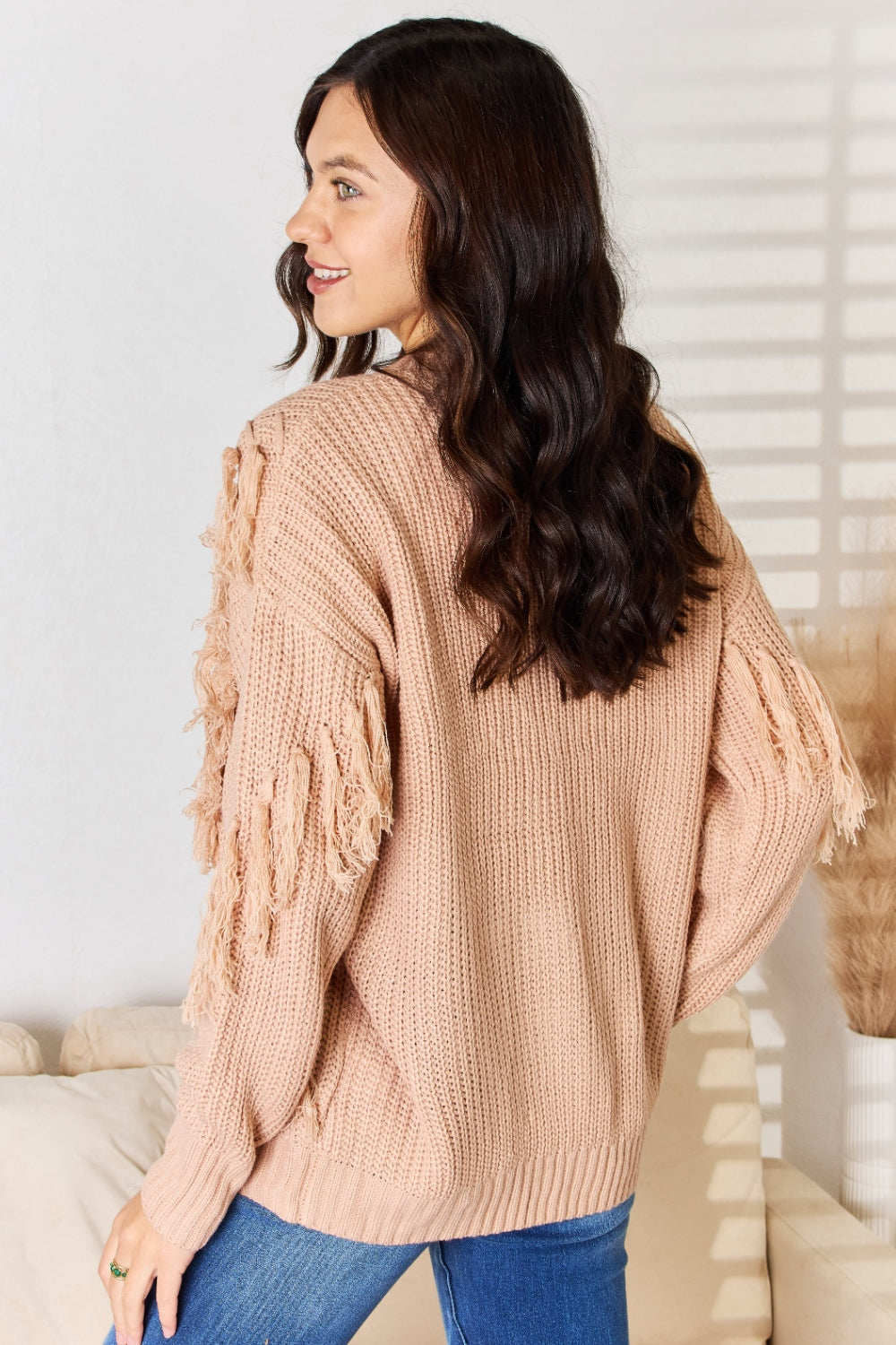 And The Why Tassel Detail Long Sleeve Sweater - The Boutie Shop