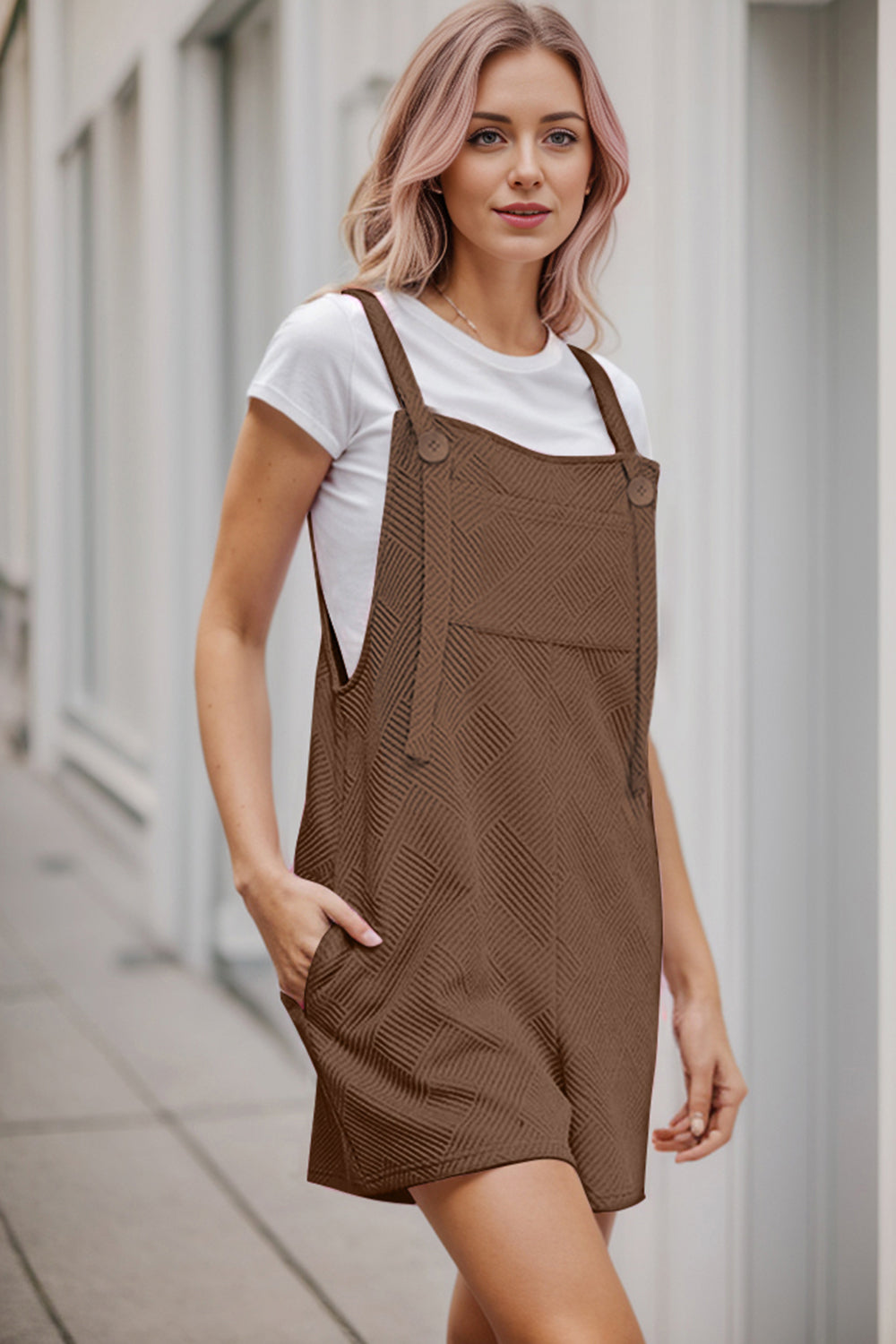 Textured Overall with Pockets - The Boutie Shop