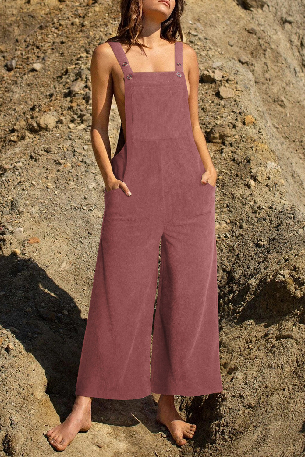 Pocketed Wide Leg Overall - The Boutie Shop