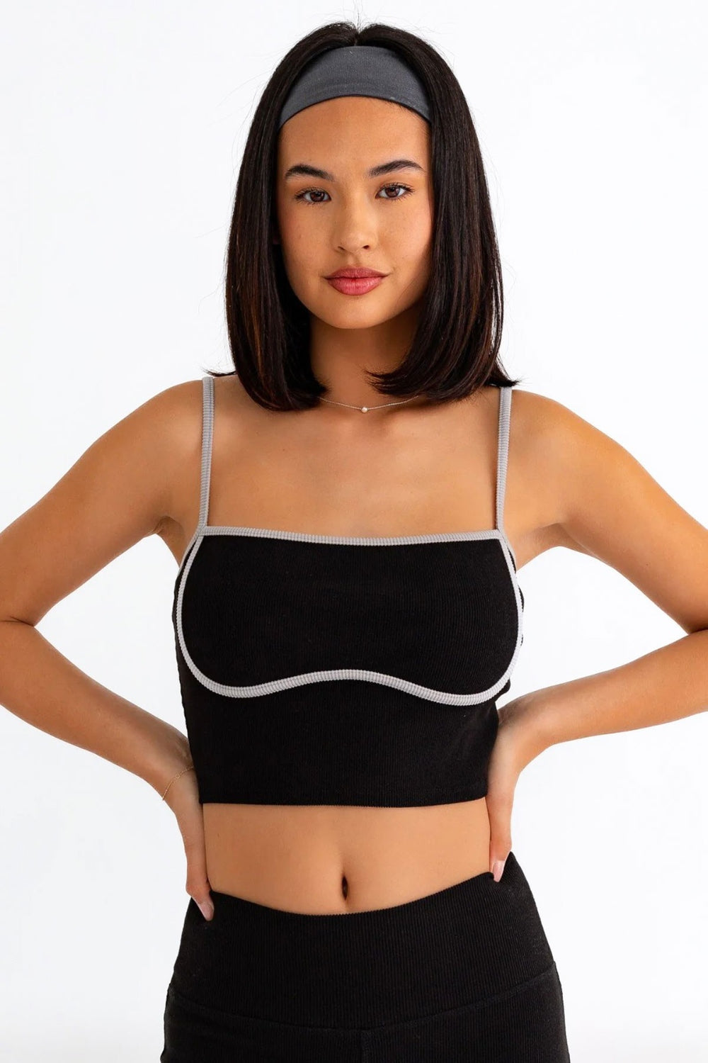 Le Lis Ribbed Crop Cami and High Waist Brushed Leggings Set - The Boutie Shop