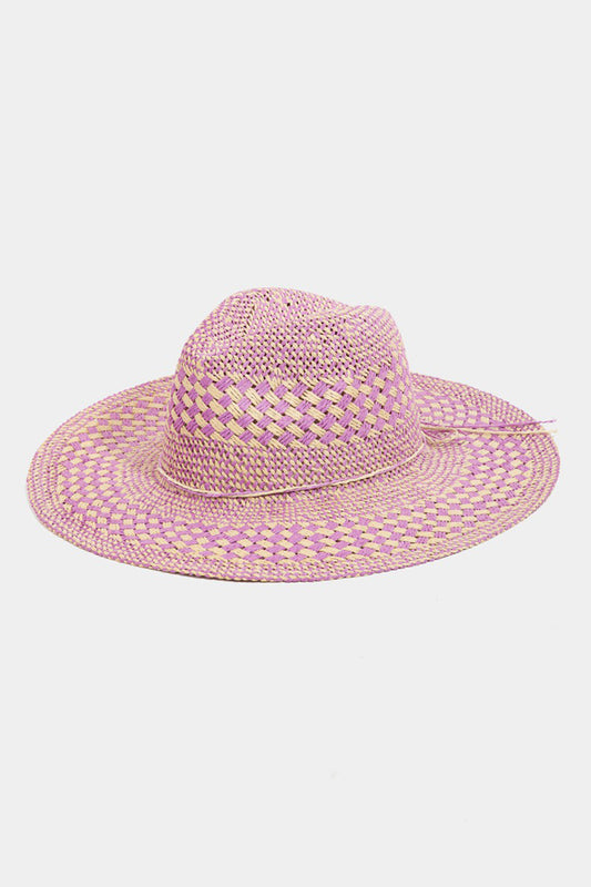 Fame Checkered Straw Weave Sun Hat - The Boutie Shop