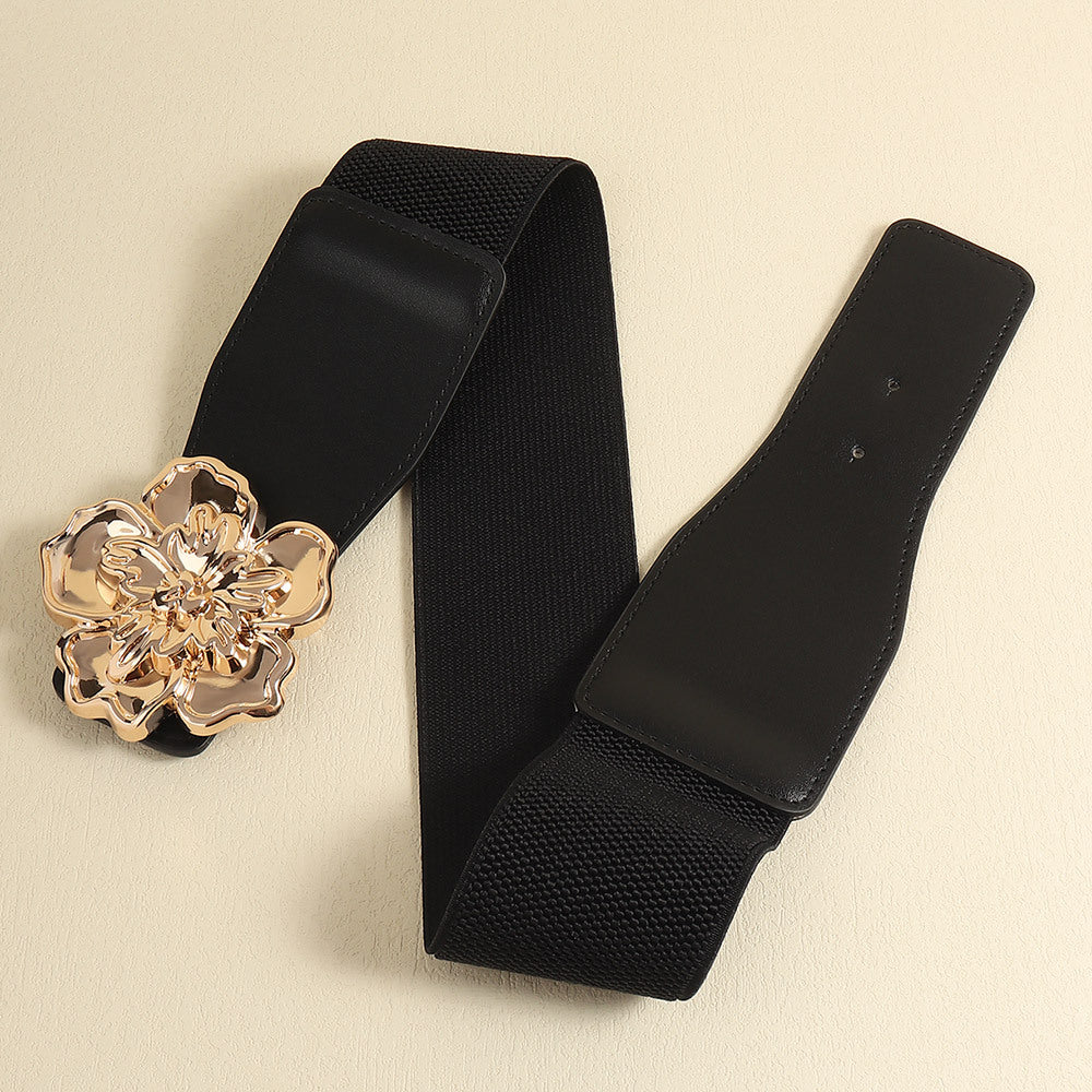 Flower Alloy Buckle Elastic Belt - The Boutie Shop