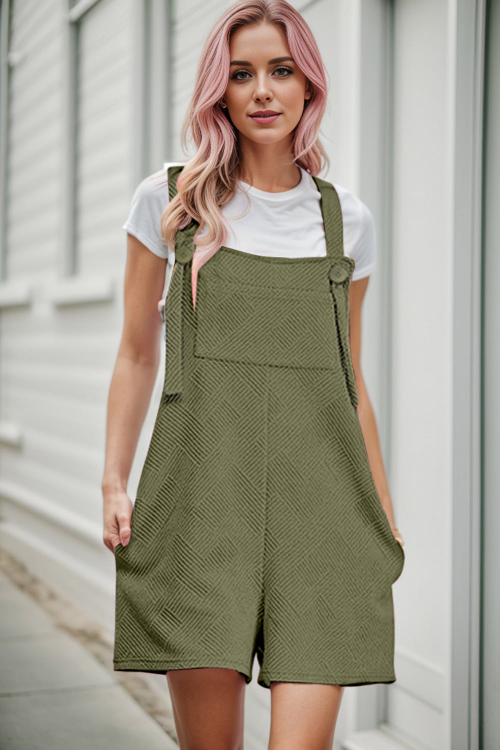 Textured Overall with Pockets - The Boutie Shop