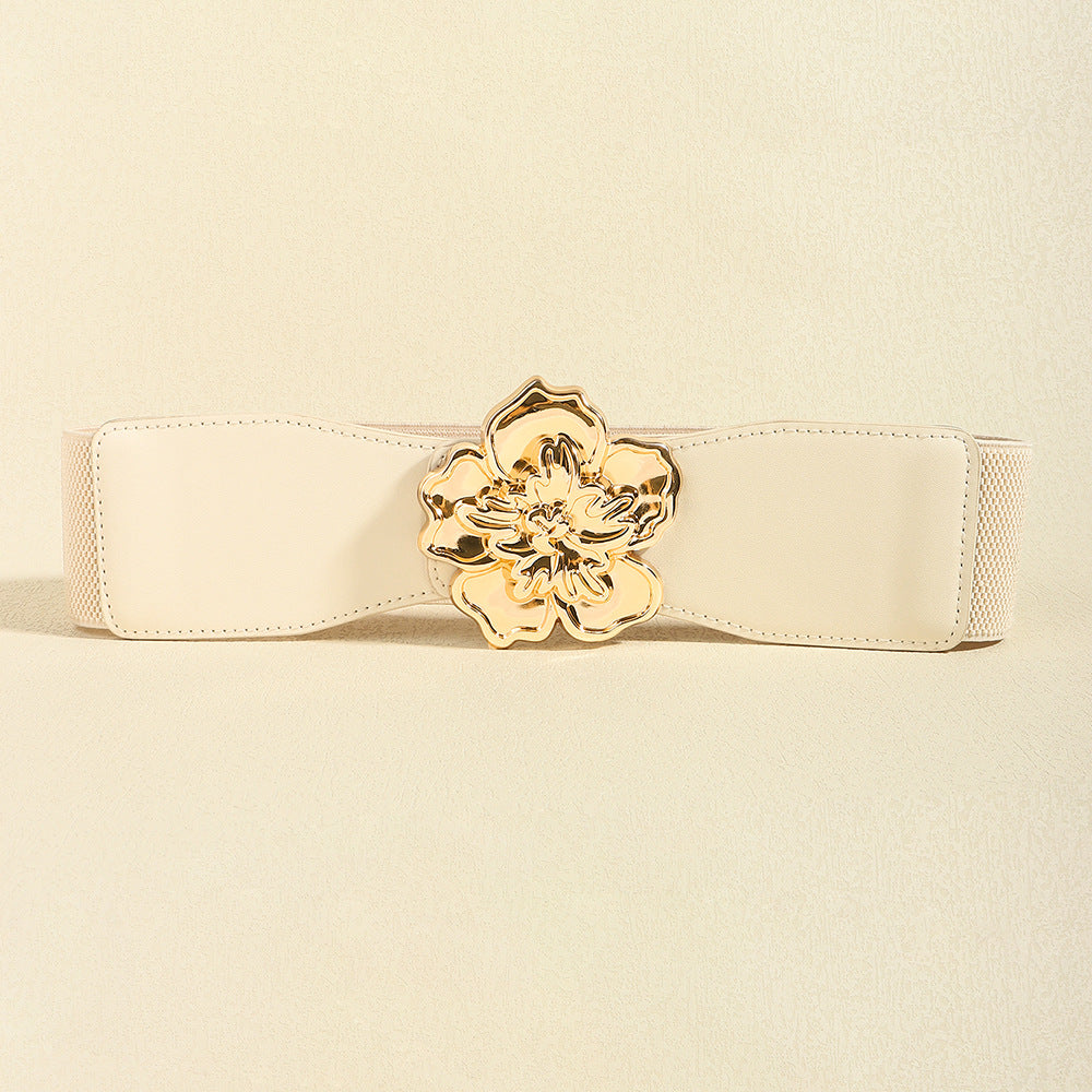 Flower Alloy Buckle Elastic Belt - The Boutie Shop