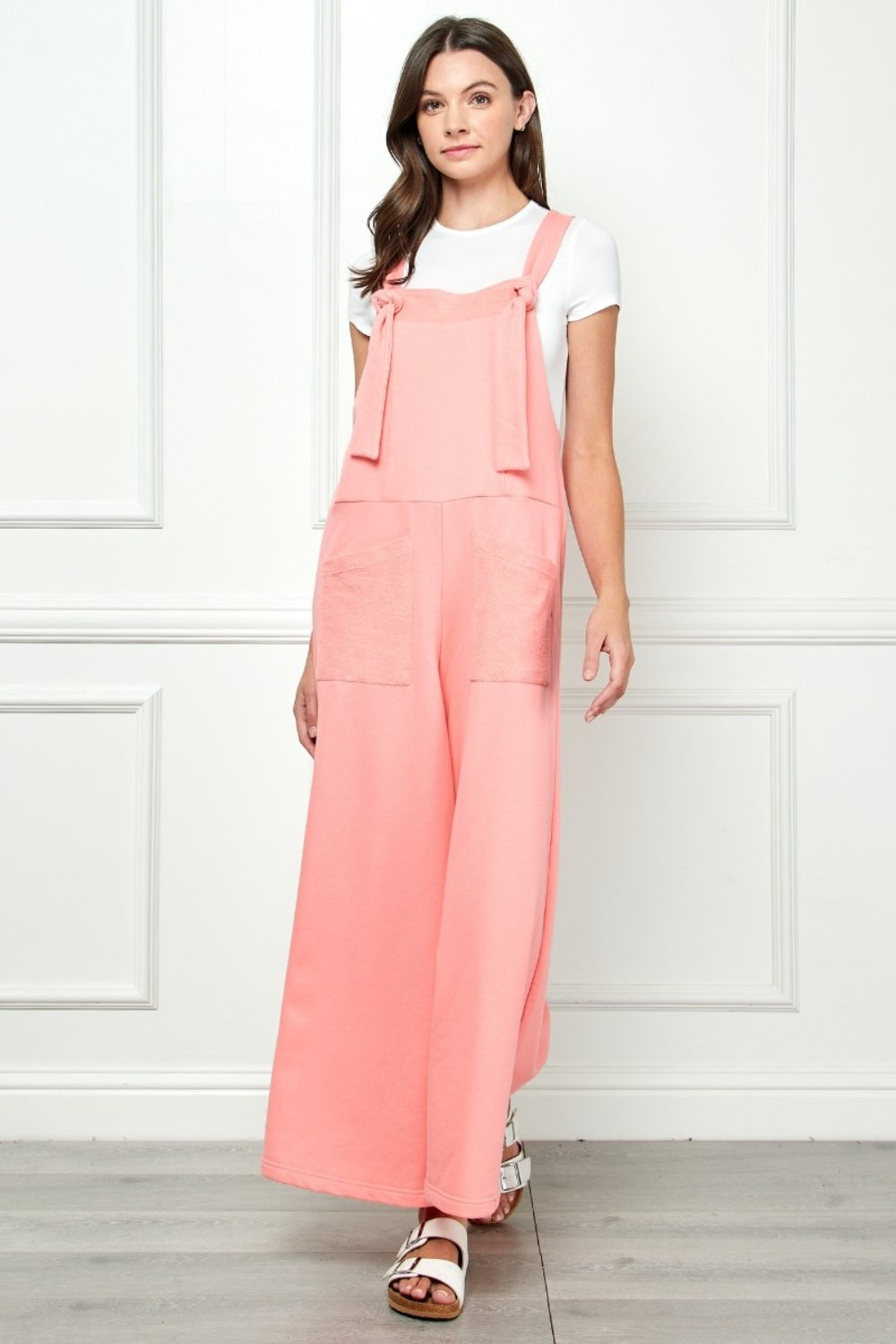 Veveret Wide Strap French Terry Overalls - The Boutie Shop