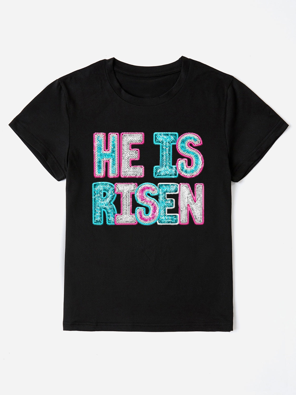 HE IS RISEN Sequin Round Neck T-Shirt - The Boutie Shop