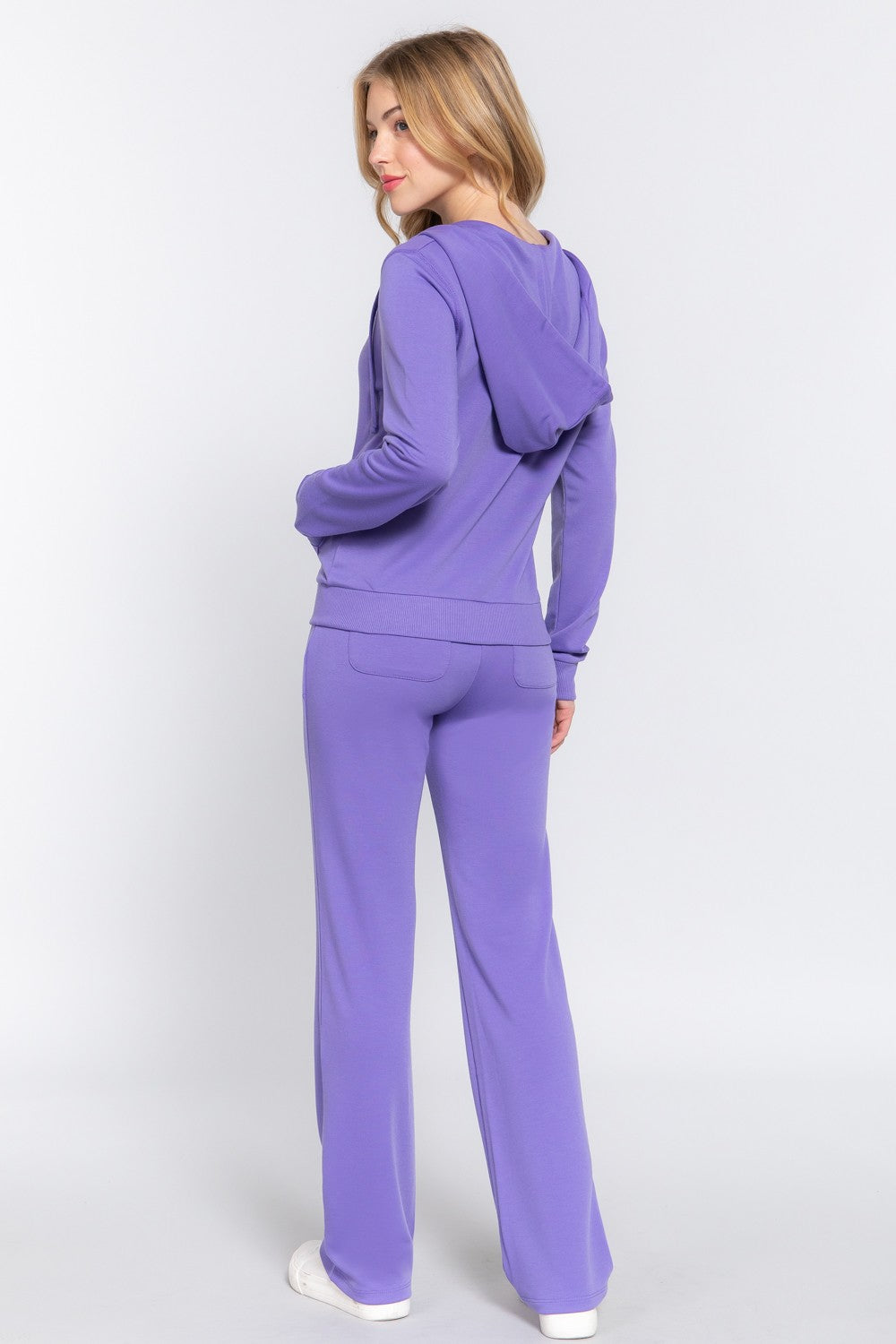 ACTIVE BASIC French Terry Zip Up Hoodie and Drawstring Pants Set - The Boutie Shop