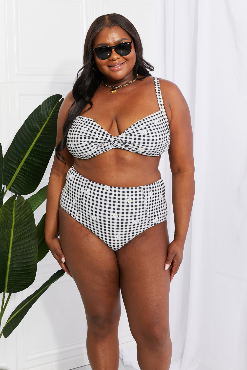 Marina West Swim Take A Dip Twist High-Rise Bikini in Black - The Boutie Shop