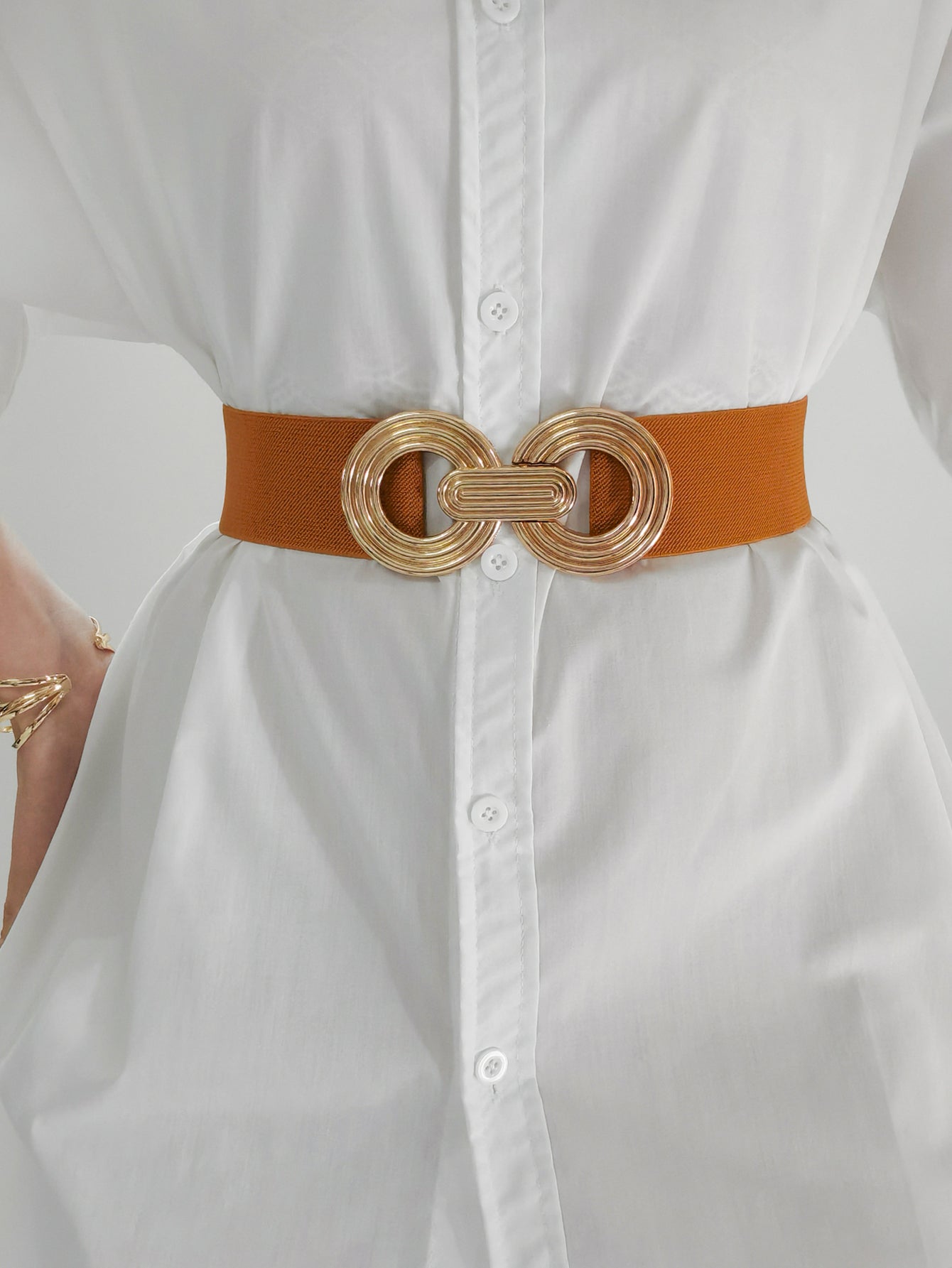 Geometric Buckle Elastic Wide Belt - The Boutie Shop