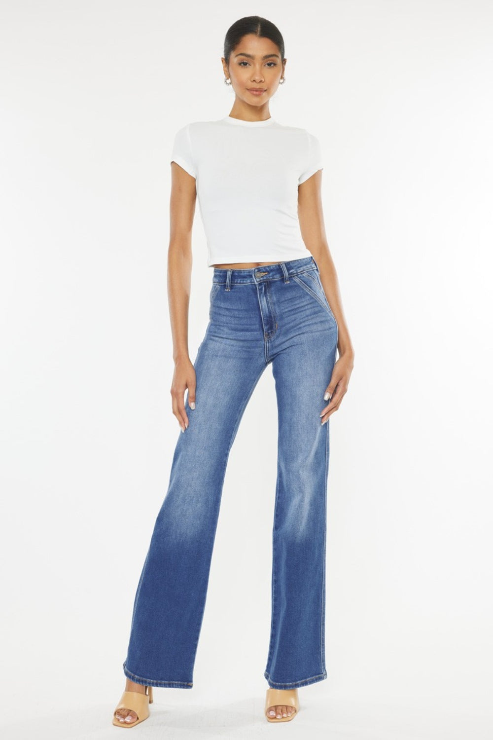 Kancan Ultra High Waist Gradient Flare Jeans - The Boutie Shop