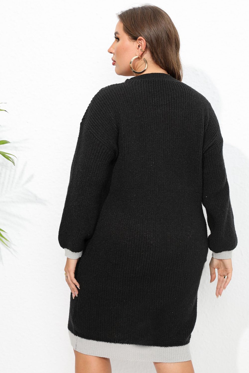 Plus Size Long Sleeve Sweater Dress - The Boutie Shop