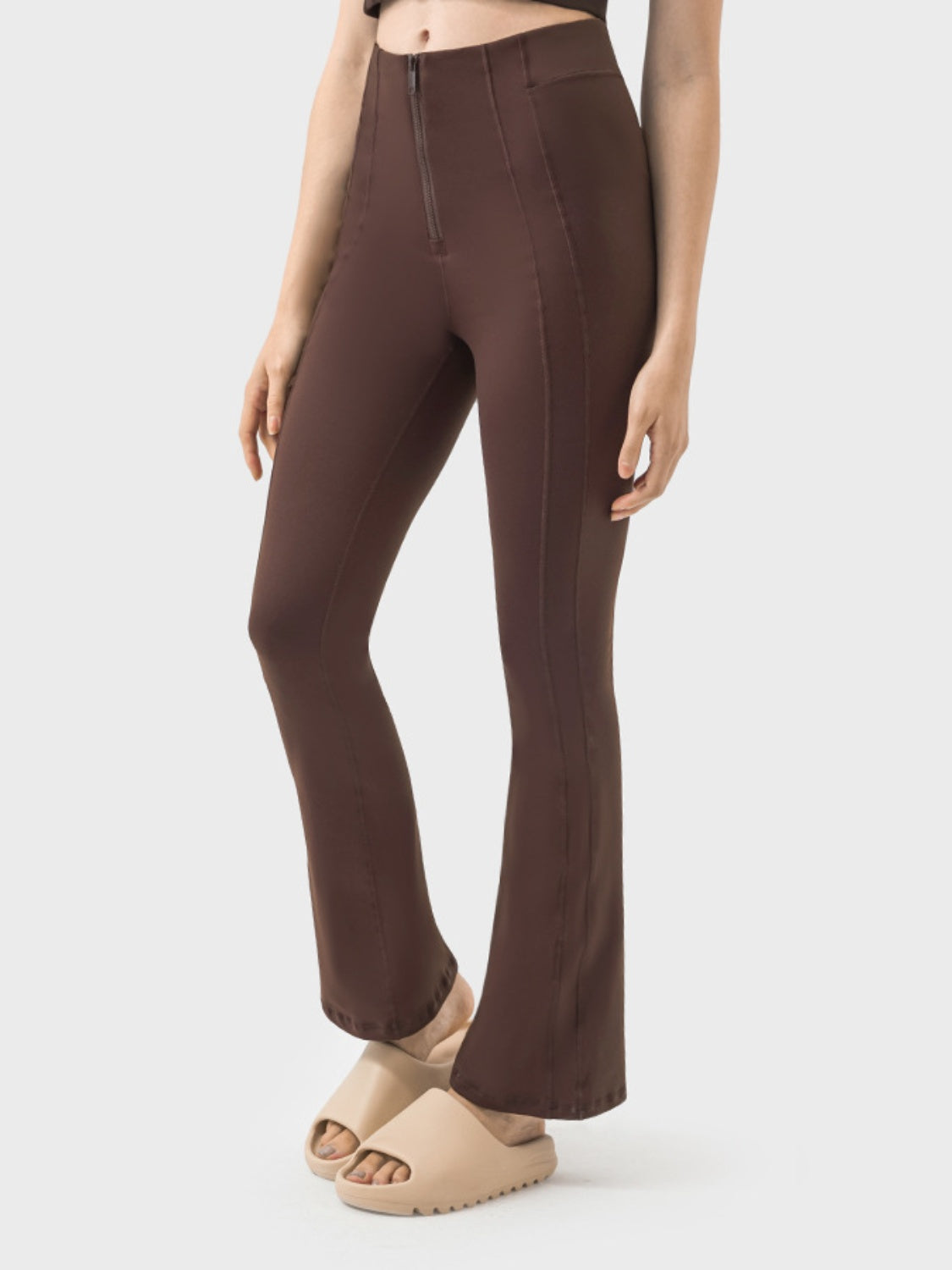 Millennia Zipper Detail High Waist Active Pants - The Boutie Shop